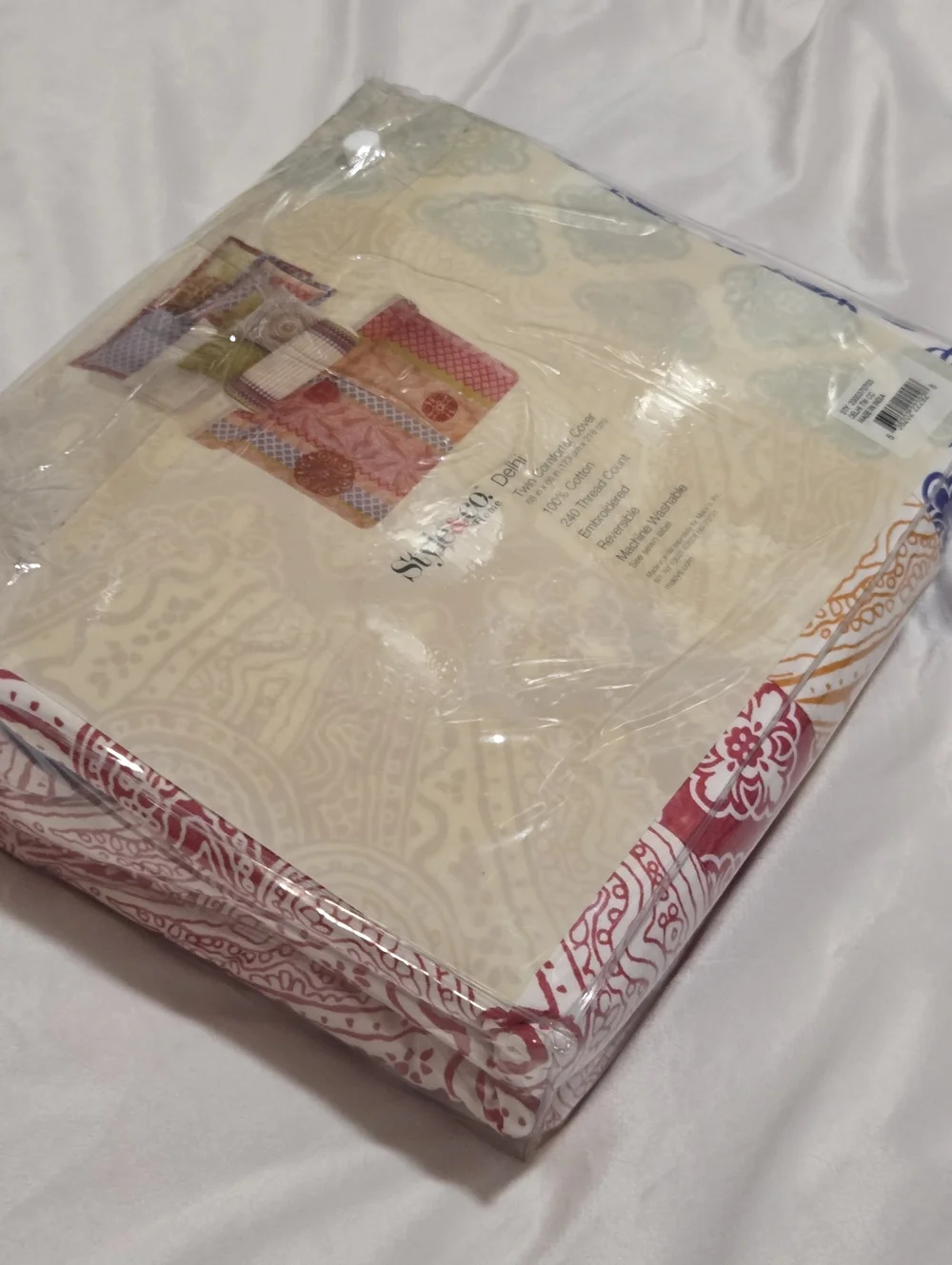 Style & Co Boho TWIN Duvet Cover Cotton Floral Patchwork Embroidery NEW
